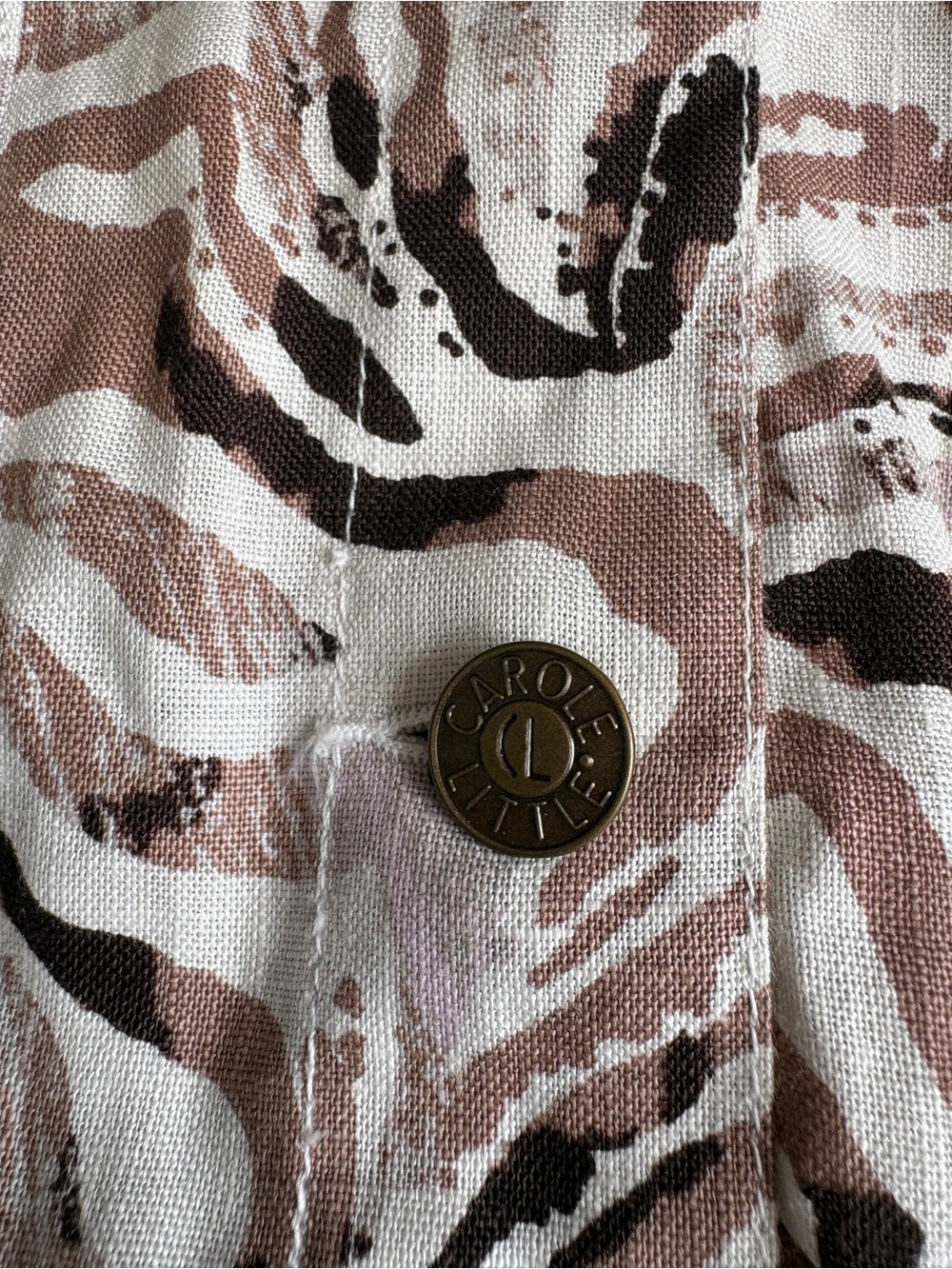 Carole Little Women's Printed Button-Front Jacket in Beige and Brown - Picture 4 of 12